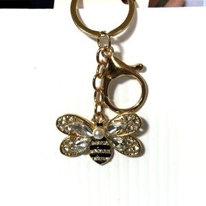 NEW Gold Bling Honey Bee Crystal Bag Charm / Keychain 🍯 🐝 👜